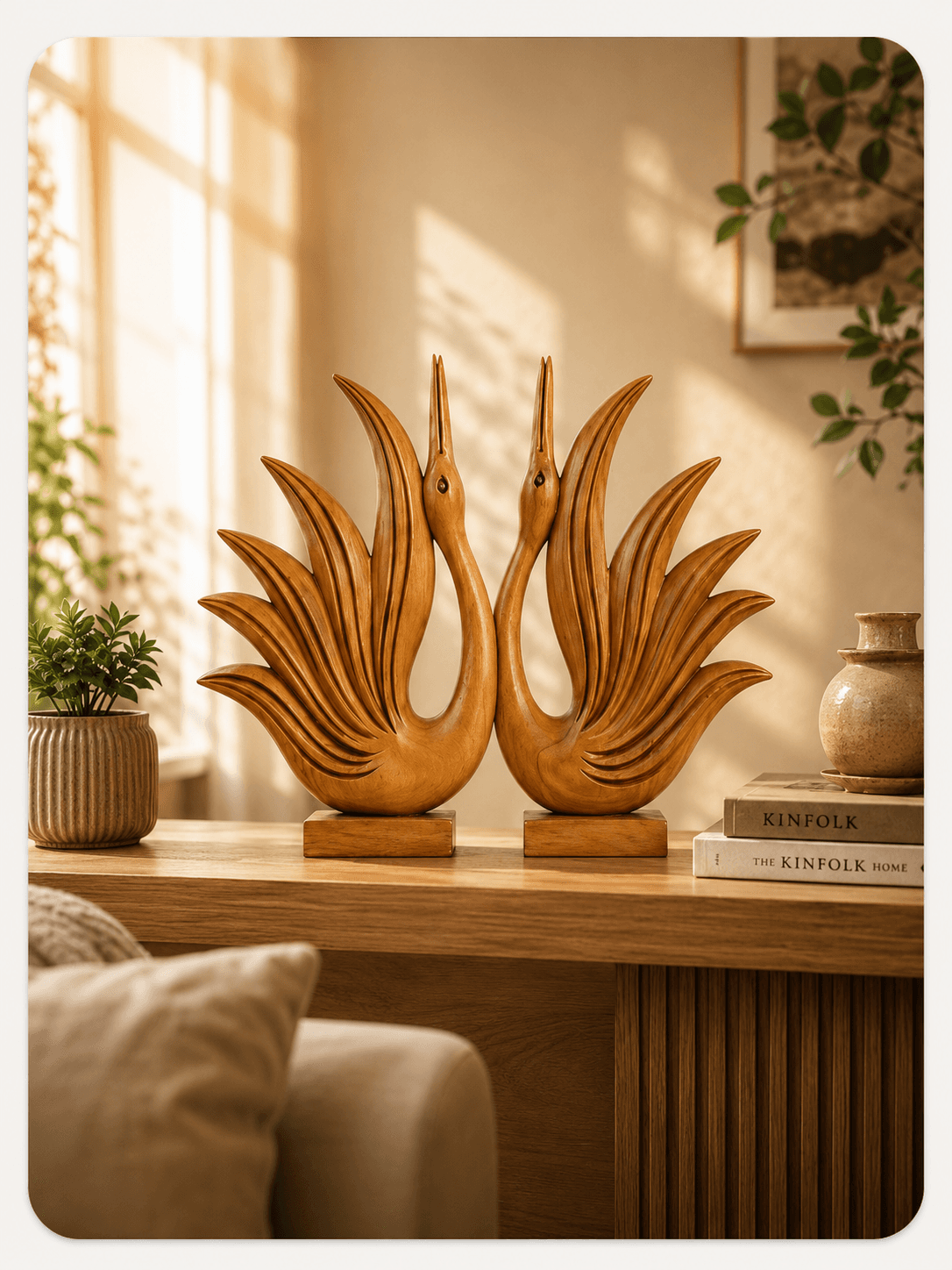 Handcrafted nature-inspired wooden sculpture